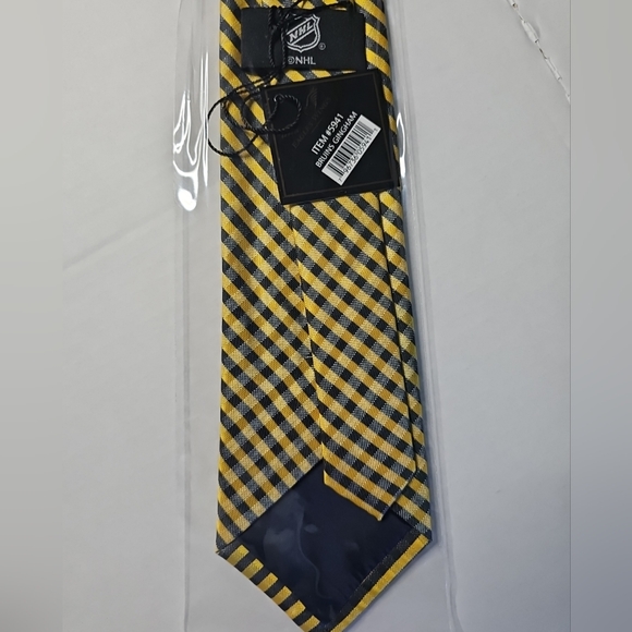 Boston Bruins Tie NHL Hockey Neckties Gingham Licensed Men's Neck Ties NWT NEW - Picture 3 of 4